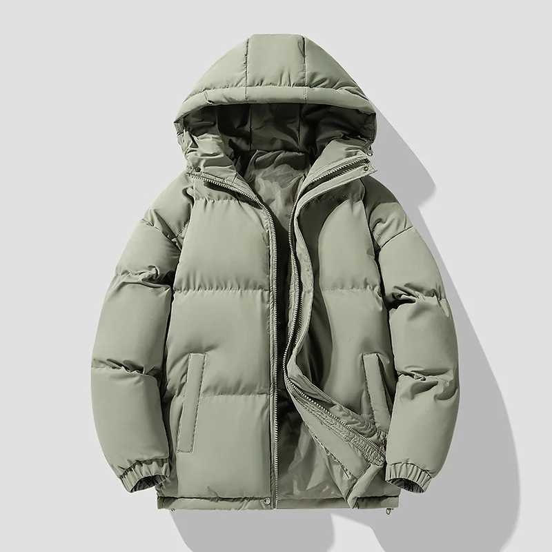 New autumn and winter mens hoodie Parkas solid warm couple jacket outdoor casual jacket mens cotton padded sports jacket X2410171