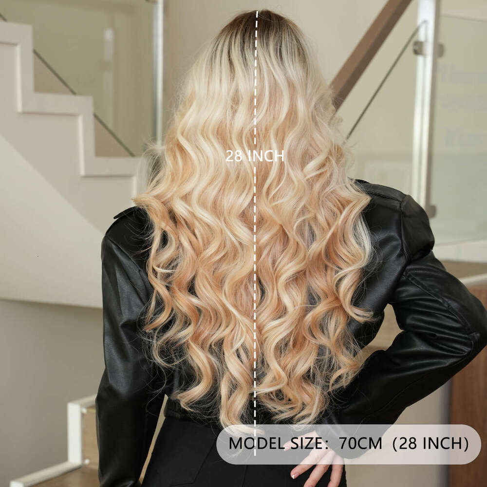 Female Wave Small T Forehead Wig White Gold Pick Color Synthetic Mechanism Headset Lace Front Wigs