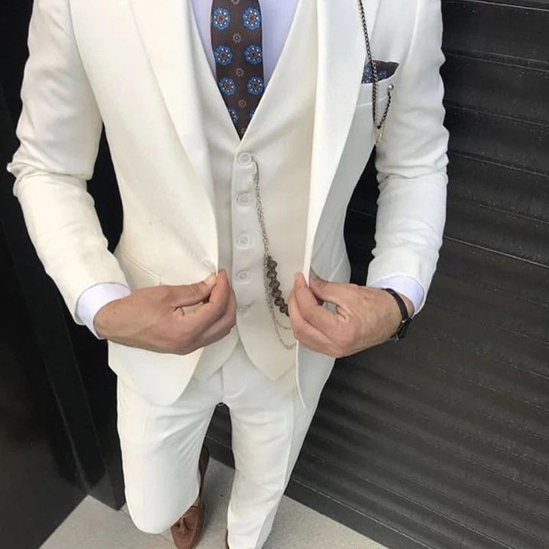Formal Groom Tuxedo 3 Pieces Slim Fit Men Suits for Wedding Slim Fit 2024 Custom Male Fashion Costume Jacket with Vest Pants