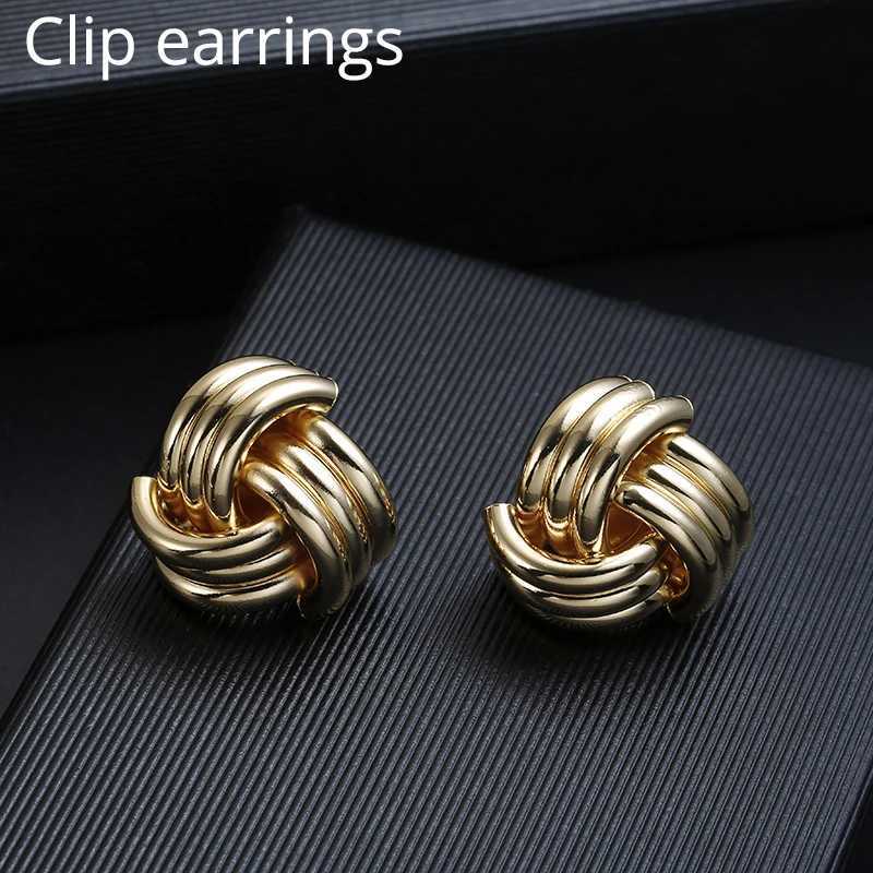 ZA retro non perforated clip earrings with gold geometric metal earrings suitable for womens wedding parties Bijoux Brincos jewelry W241017