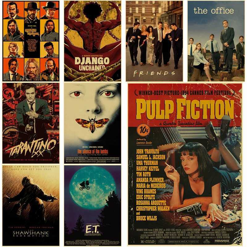 Classic Movie Collection Retro Posters Pulp Fiction/Django Unchained Prints Tarantino Vintage Home Room Art Wall Decor PaintingXJ241016