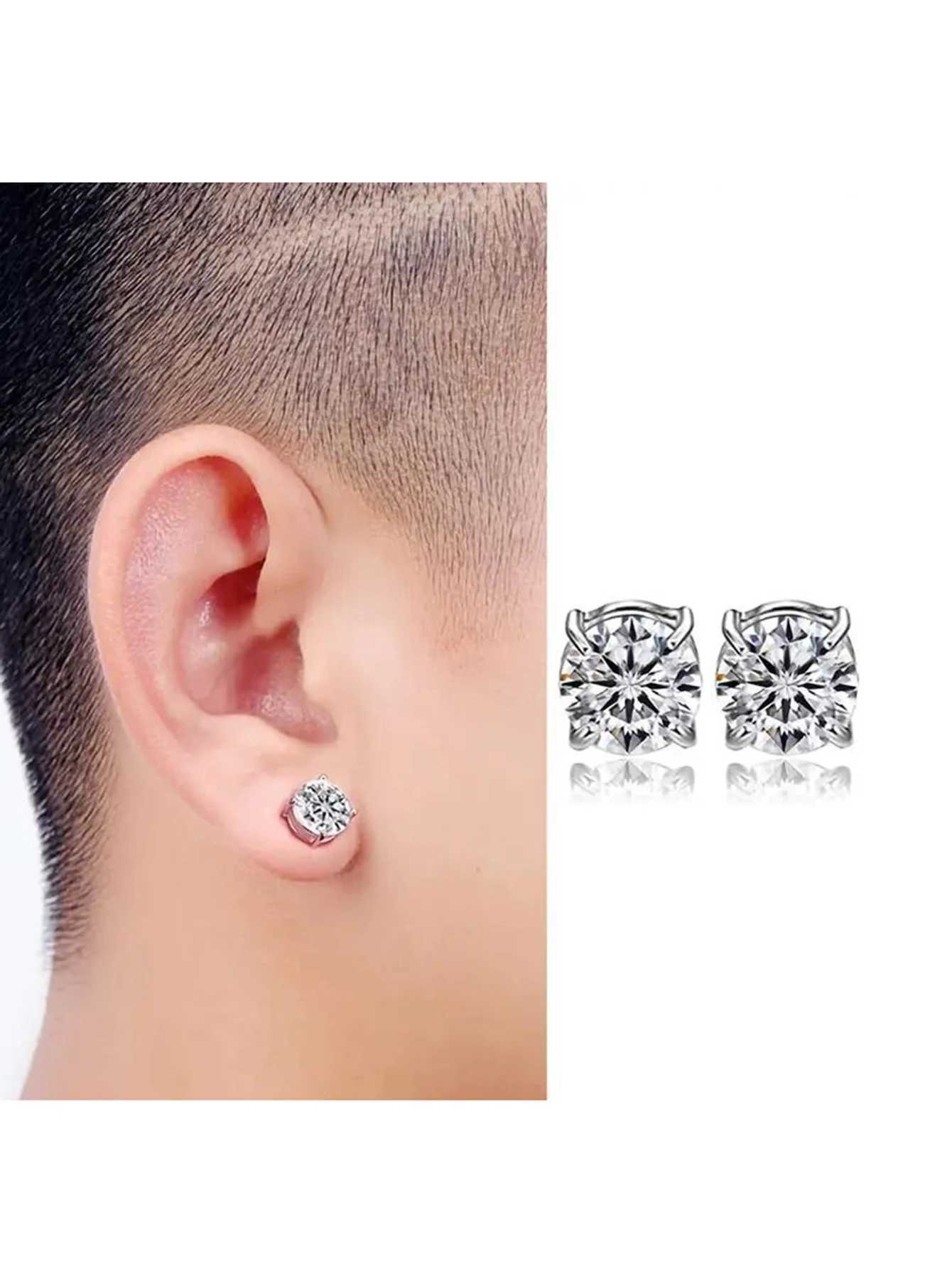 4 pairs of mens personalized cross magnetic stainless steel without ear holes earrings ear bone clips ear clips W241017