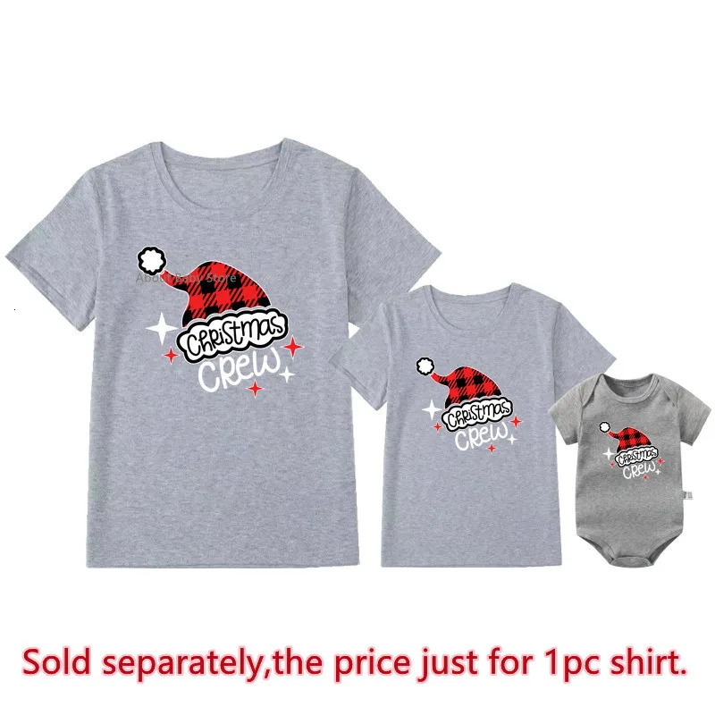 Christmas Crew Shirts Cotton Family Matching Outfits Dad Mom Kids Tshirts Baby Rompers Party Tops Clothes 241017