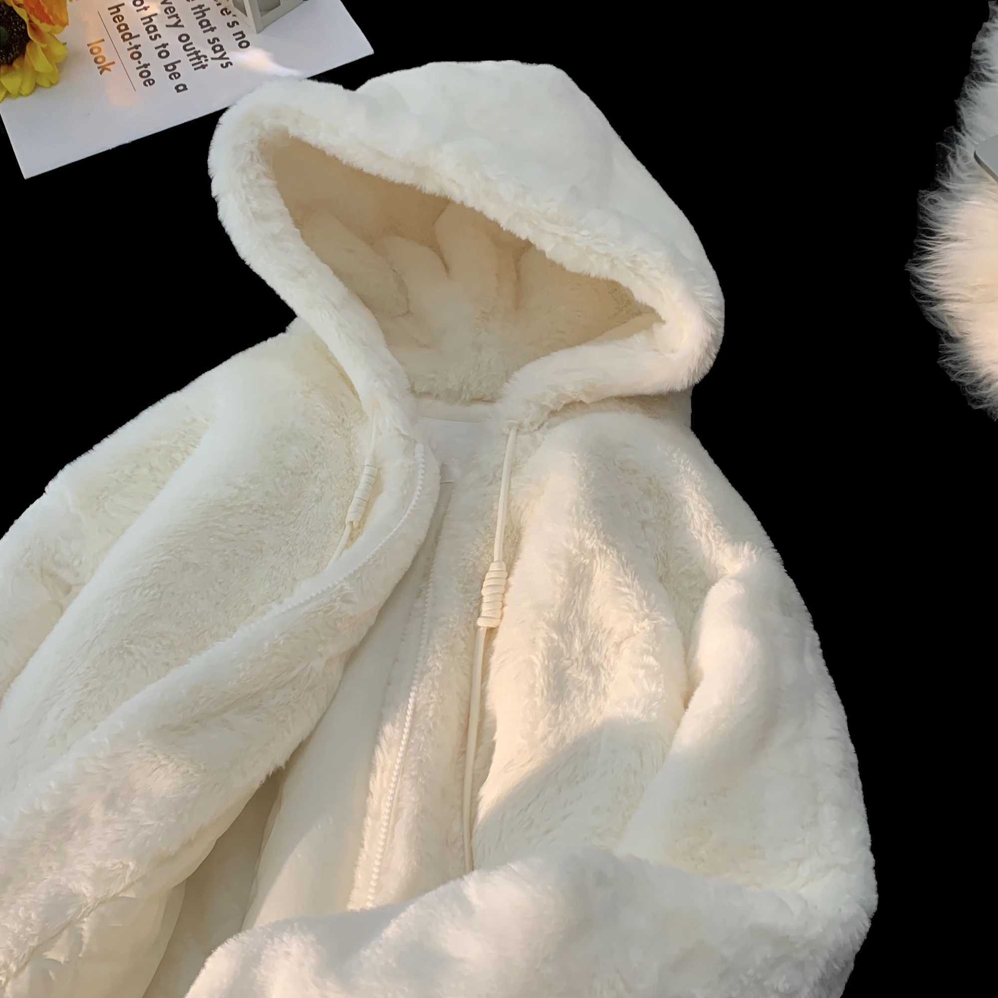 Men Lamb Wool Cotton Coat 2023 Winter Girls Wear New Student Loose Fitting Japanese Hooded Plush Thickened Trendy ParkasXJ241017