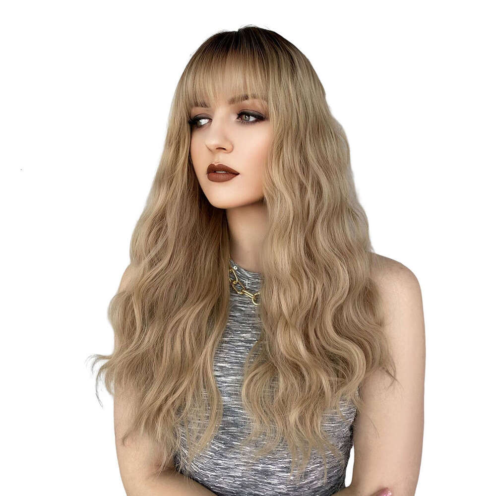 Order Female Wave Long Curled Hair Dark Gold Set Rose Net Ombre Blonde Wig