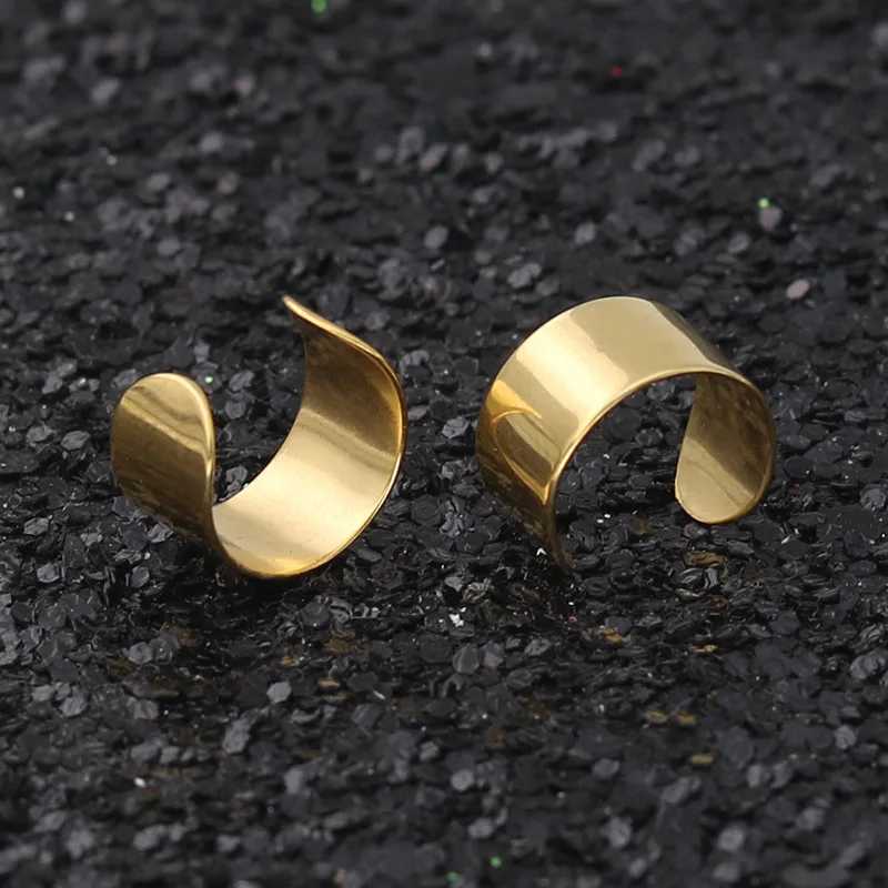 Simple Creative Perforated Earrings Cuffs Punk Stainless Steel Gold Silver Clip Earrings Womens Hip Hop Earrings Brincos W241017