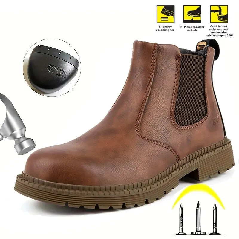 Waterproof Safety Boots Men Steel Toe Shoes Work Anti-smash Anti-puncture Indestructible Sport Protective Safety Shoes 241008