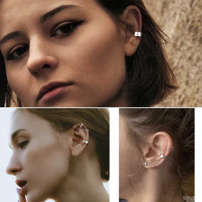 2 Retro Silver Gold Black C Earrings Cuffs Non Perforated Earrings Clip Fake Cartoon Earrings Clip Womens Jewelry Earrings W241017