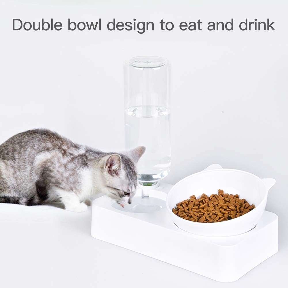 Marchul Bowls, 15 Tilted Indoor Cats, Food Water Set, Raised Cat Bowl for Cats and Small Dogs