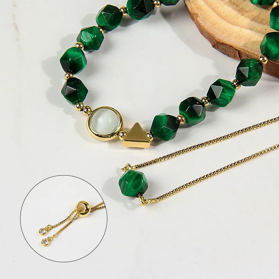 Fashionable natural tiger eye stone bracelet ious double-layer elastic bead bracelet womens casual party bracelet 241017