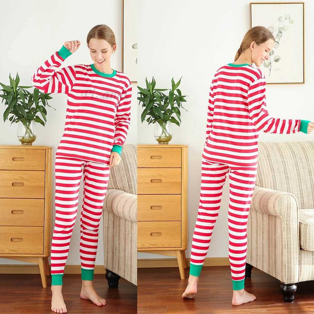 Family Matching Christmas Pajamas 100 Cotton Red and White Striped Christmas Pajamas Childrens Pajamas Mother Children Matching Set Pajamas W241015