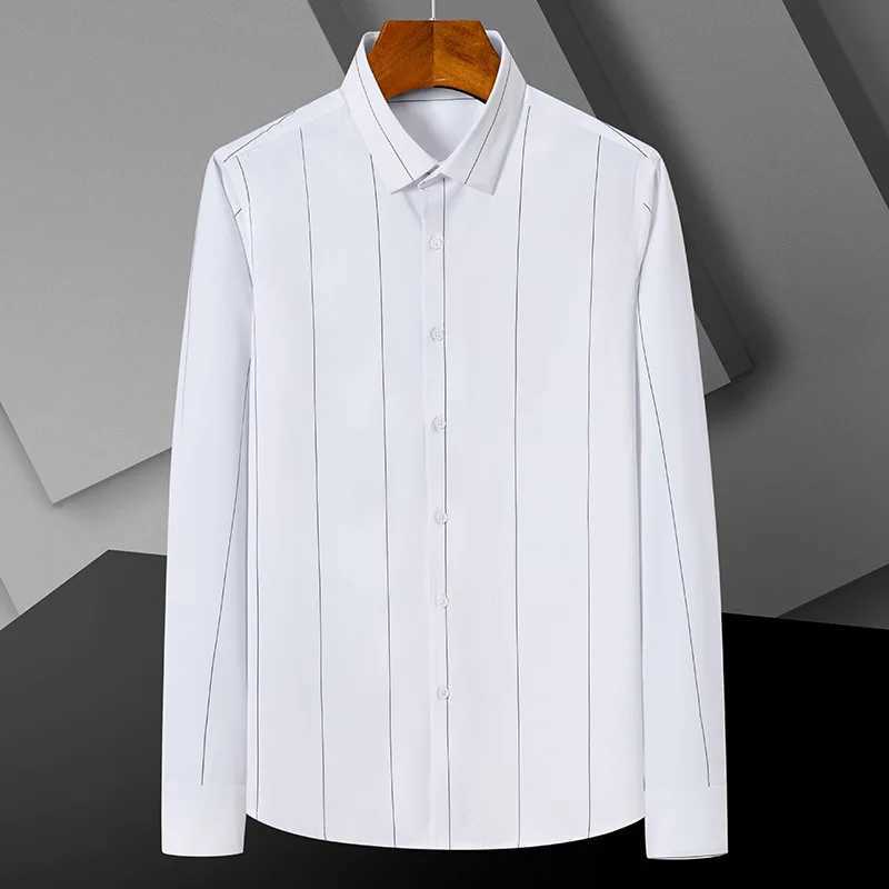 New Spring and Autumn High Quality Stripe Mens Social Gentleman Long Sleeve Shirts Dress Breathable Business Casual Men Shirt LX241017