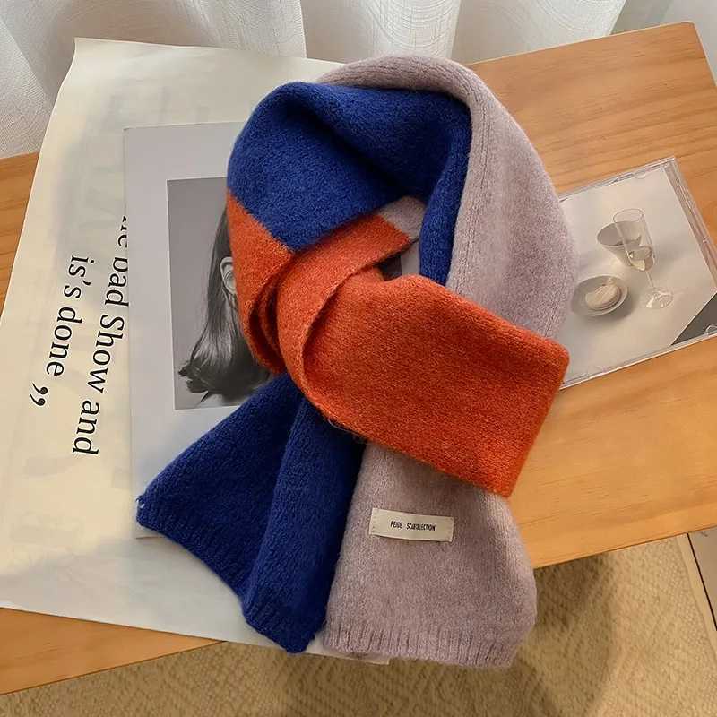 Korean style winter warm wool scarf for tattoo design striped elastic knitted scarf Fem Bandana thick collar shawl X241017