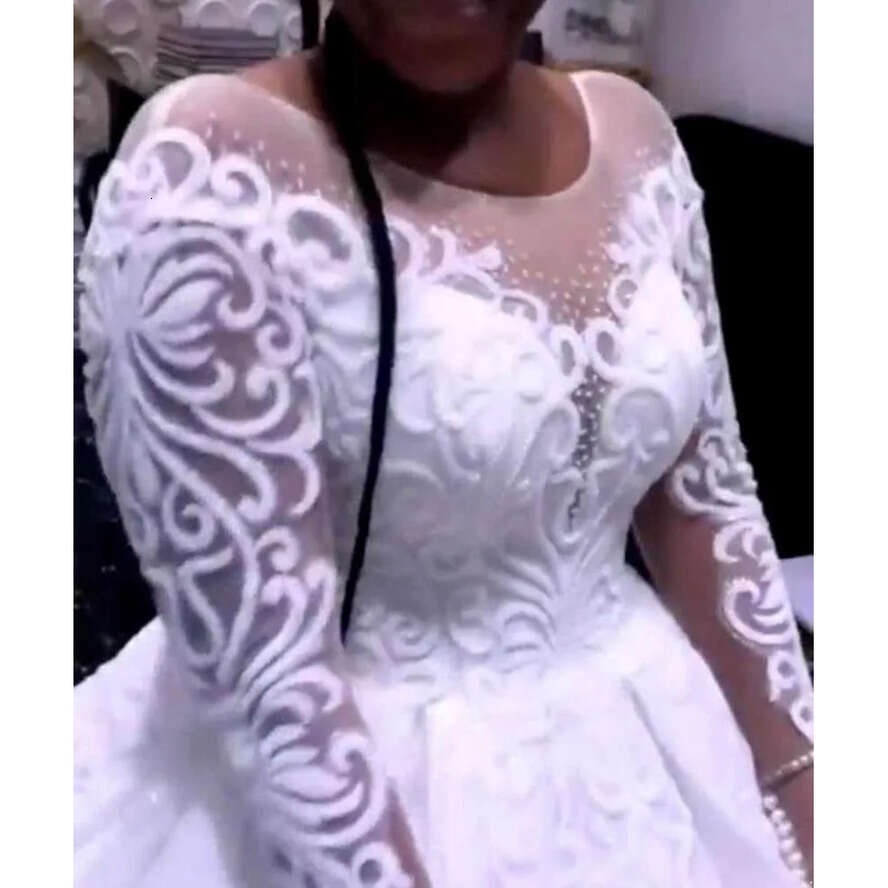 Wedding Plus Dresses Size Beading Bridal Gowns Long Sleeve Crystal Lace Appliqued Sequined Vestidos De Novia Custom Made Bc15474