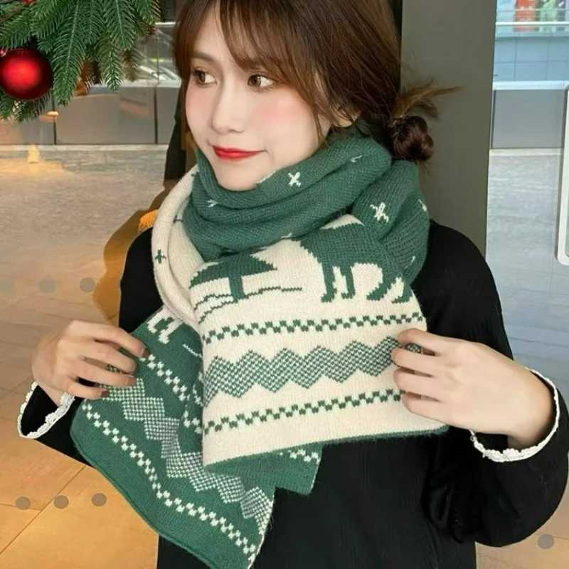 Christmas Big Deer Scarf Autumn Cold Large Area Warm Knitted Collar Holiday Cute Couple Elk Collar Warm X241017