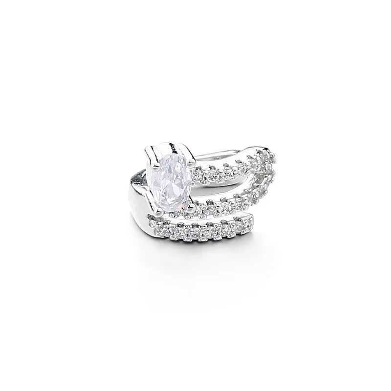 1 zircon Korean wave multi-layer geometric earring cuff clip suitable for women to wear no perforated jewelry W241017