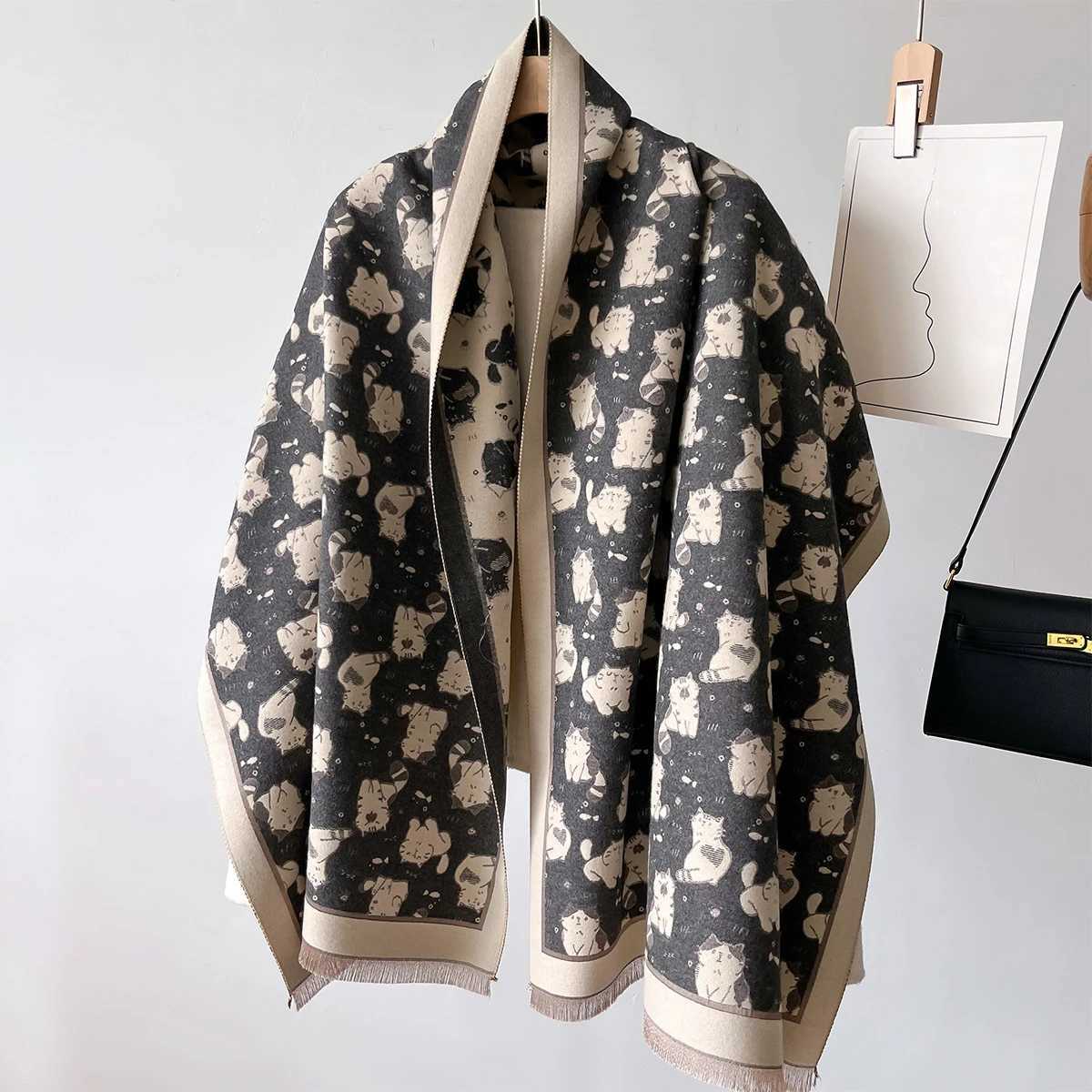 Printed winter scarves warm cashmere Pashmina shawls and wraps womens thick blankets Fem Bufanda Echape unprinted products X241017