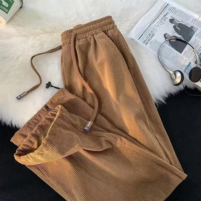 Loose Corduroy pants for men spring and autumn casual pants Hong Kong style suitable for teenagers 241017