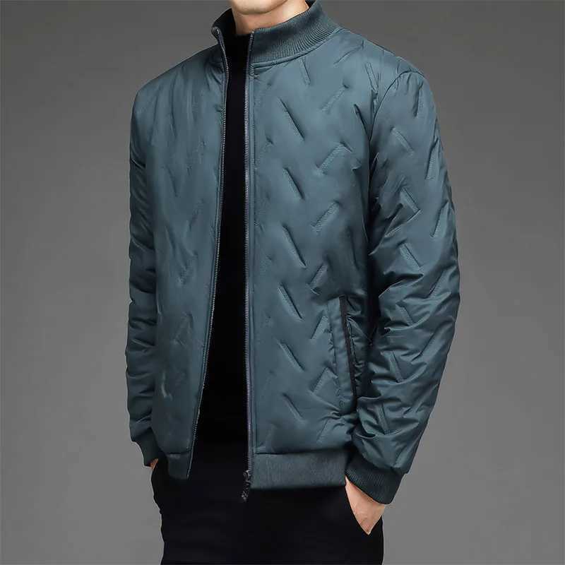 Winter Jacket Men Stand Collar Down Cotton Jacket Solid Color Baseball Jackets Wool Lined Thickened Warm Coats Men Clothing X241017