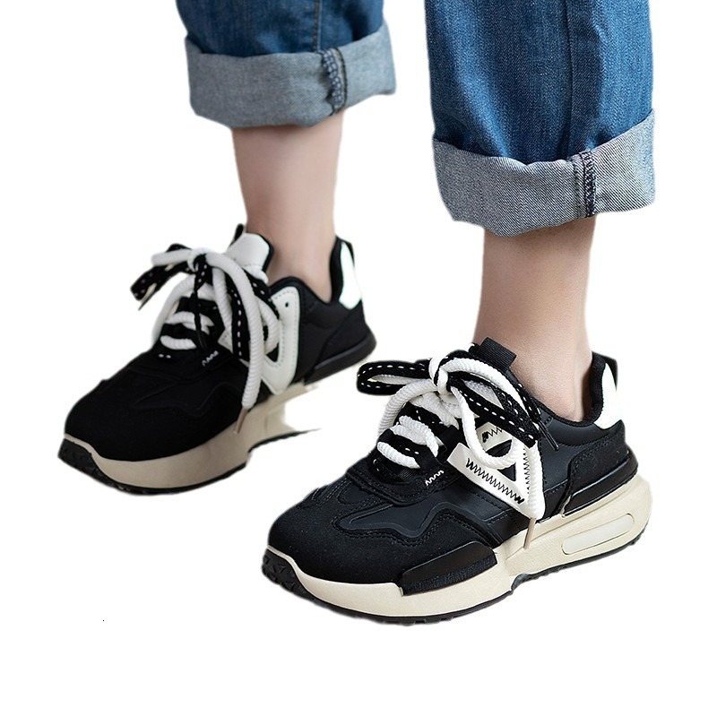 Dad's Shoes Women's Spring 2024 Versatile Sports Shoes Women's Lightweight Shoes Thick Sole Casual Height Increase Women's Shoes O