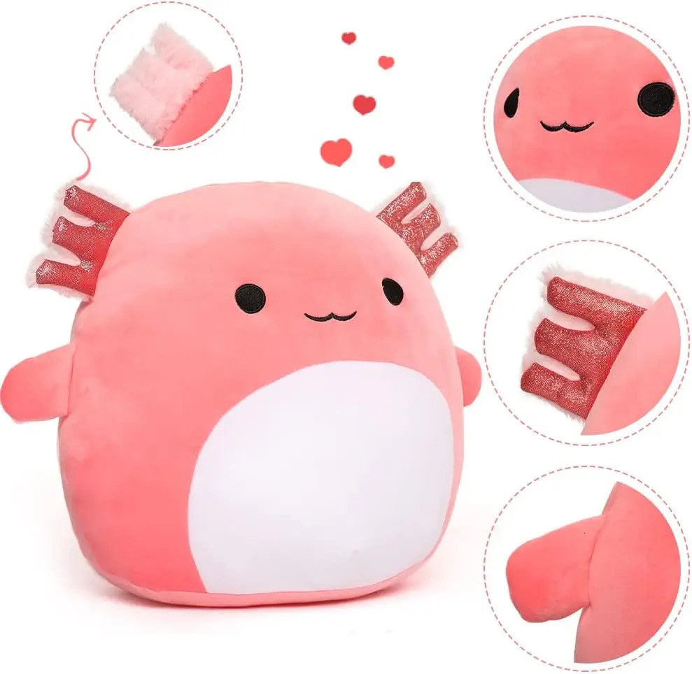16 Large Axolotl Stuffed Animals Plush Toy Throw Pillow - Big Ultrasoft Hug Squishy and Cuddly Axolotl Pillow for Kids 241008