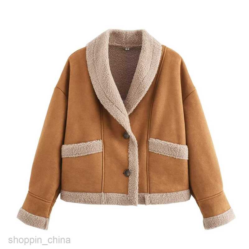 Women Jackets Coats autumn and winter women's woolen coat with loose collar and fur one-piece top for women