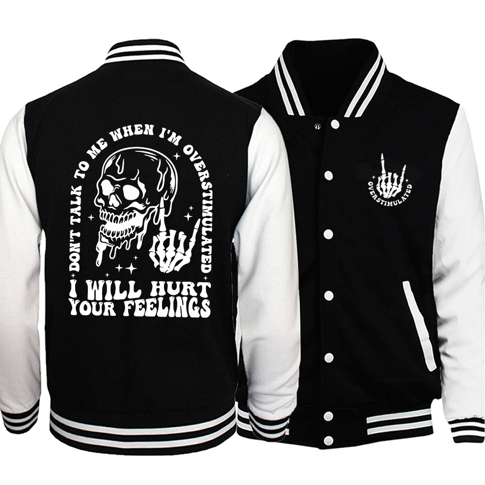 I Will Hurt Your Feegs Funny Letter Graphic Man Baseball Uniform Pocket Street Tops Oversize Tracuit Casual Hip Hop Clothes