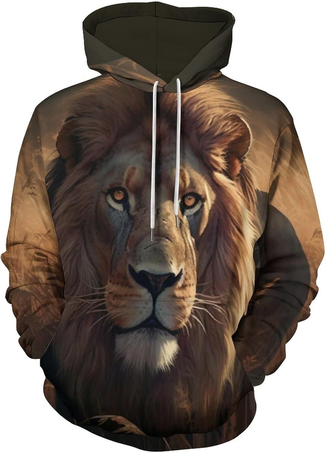Hoodie for Mens Womens Mens Novelty American Flag Lion Hoodie Psychedelic Lion King Lightweight Long Sleeve Pullover Hoodie Graphic Pullover Long Slee