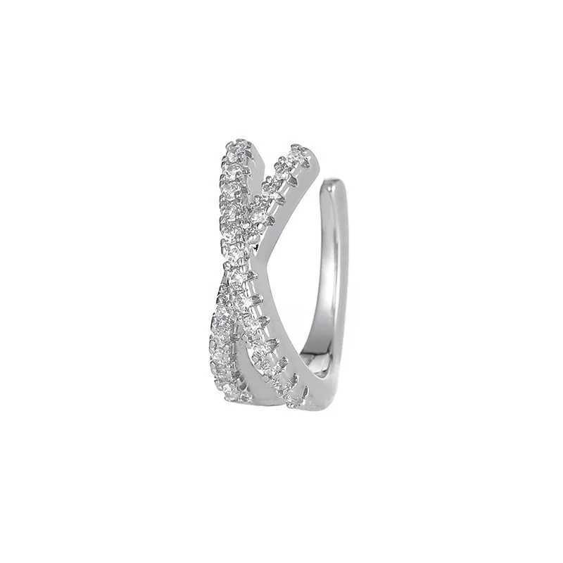 2023 Punk Metal Zircon Earrings Cufflinks Female Non Perforated C-shaped Geometric Small Earrings Clip Jewelry W241017