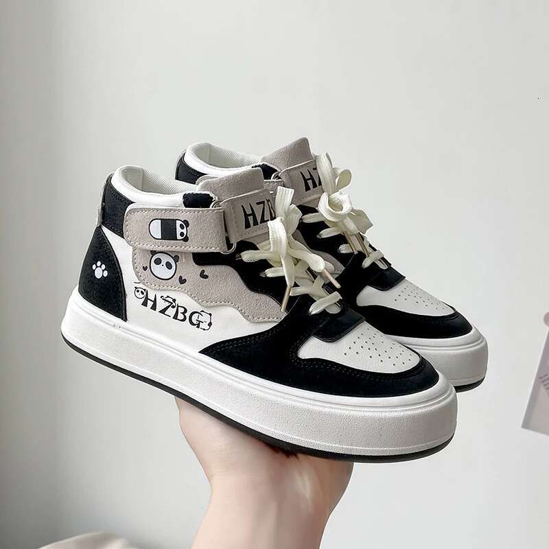 Girly Sneakers: Autumn Winter High Top Panda Shoes for Teenage Girls, Cute Women's hot Kawaii Trend Ladies Sports Sneakers