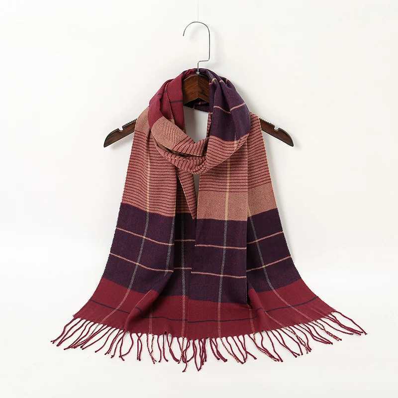2024 New Classic Striped Plain Tassel Long Scarf suitable for unisex mature warm windproof neck scarves casual outdoor scarves with warp yarn X241017