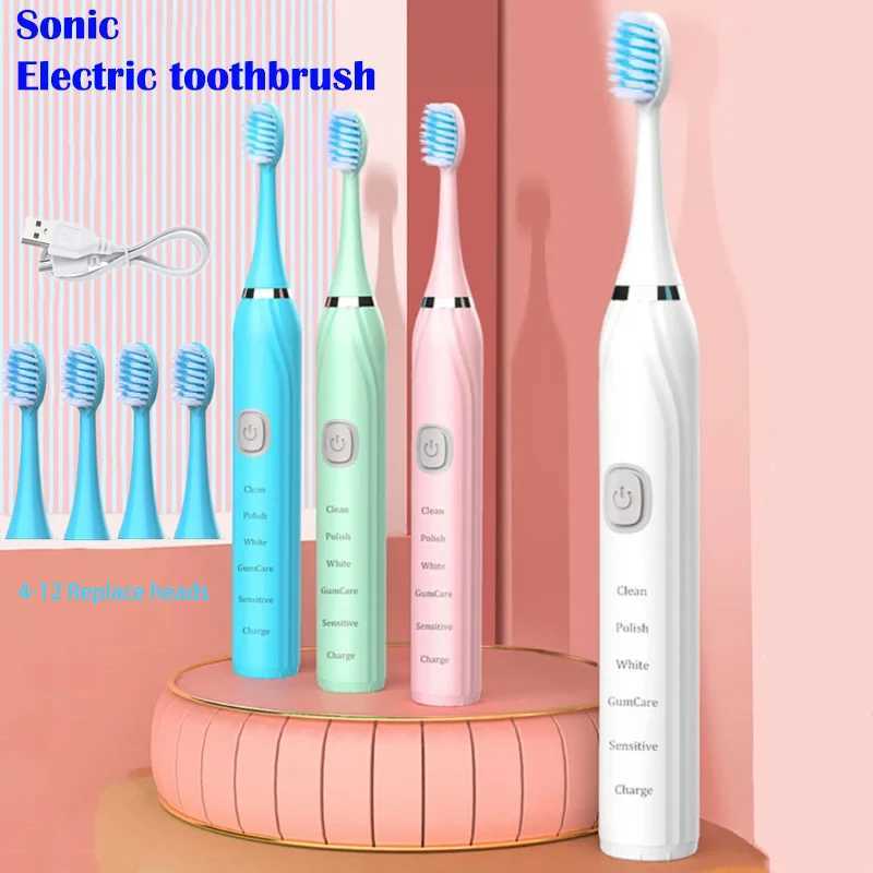 Sonic electric toothbrush USB charging IPX7 waterproof automatic toothbrush whitening device with replaceable toothbrush head M241017