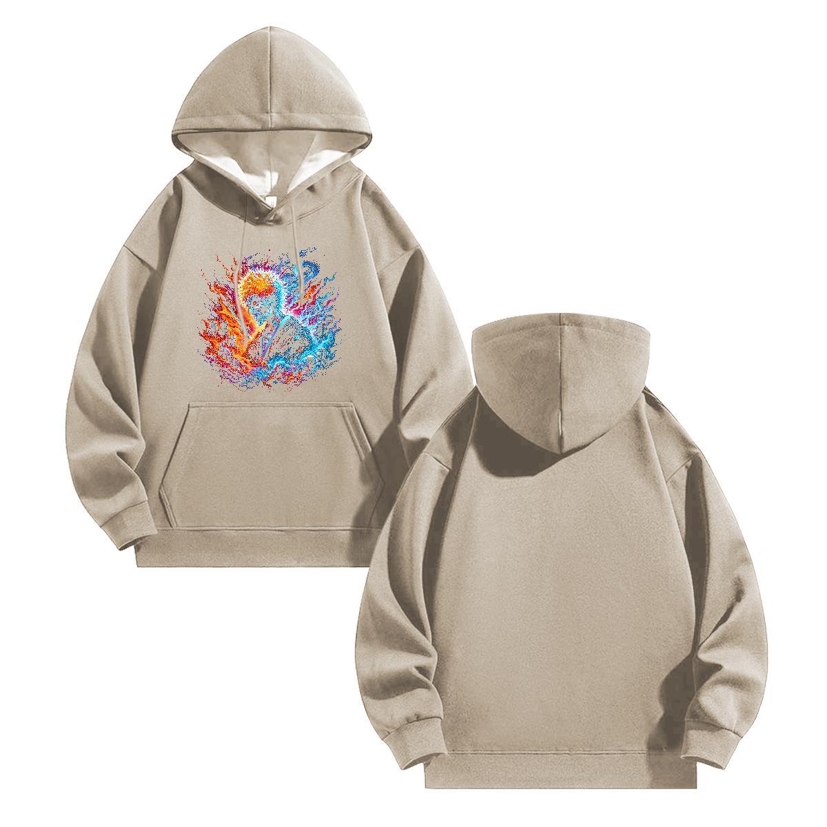 Casual New Mens Hoodie Long Sleeve Drawstring Brand Couples Hoodie Anime Print Tops Hoody Home Outdoor Thick Plush