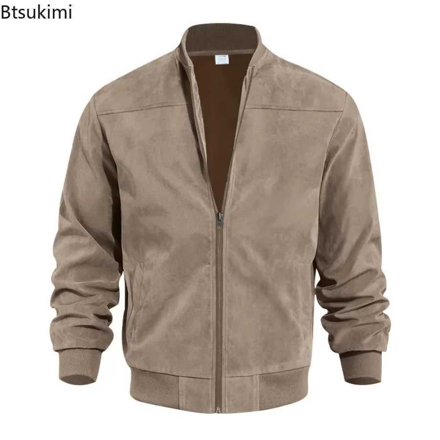 Designer Jacket Bomber Jacket Mens Fashion Suede Jacket Spring and Autumn Solid Vertical Collar Zipper Jacket Mens Retro Handsome Motorcycle Jacket T2