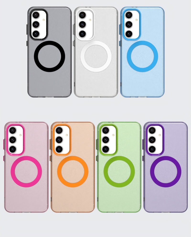 S25 FE Edge Magnet Wireless Charging Cases For Samsung S25 Plus S24 FE S23 Ultra A17 A07 A26 A36 A56 A16 A06 A15 A05 Translucent Candy Hard PC Soft TP