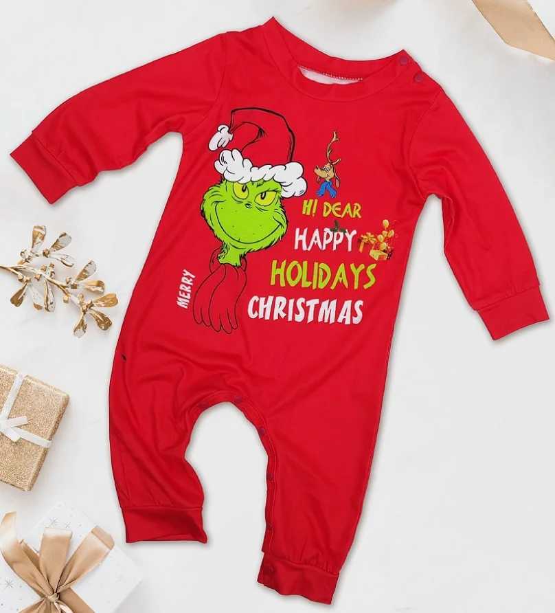 2015 Christmas Family Matching Pajamas Green Happy Holiday Letter Printing Adult Children Baby Family Matching Set Christmas Family Pjs W241015