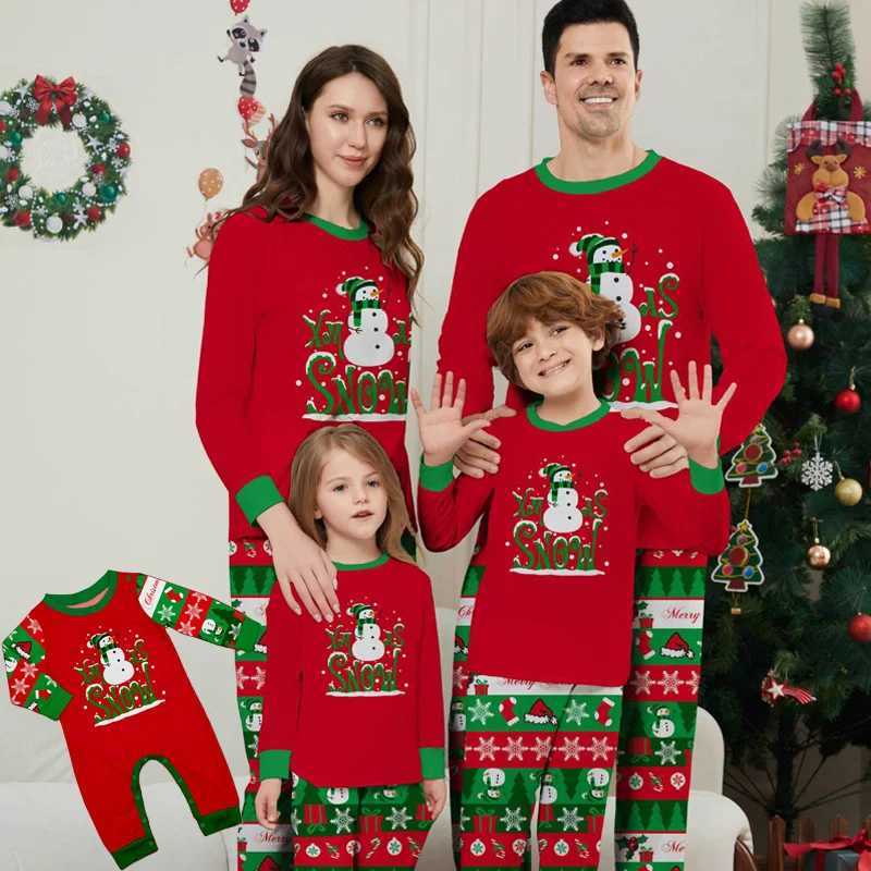Christmas Family Matching Set Pajama Clothing Set Cartoon Snowman Printing Mother Children Baby Christmas Family Appearance Pajama W241015