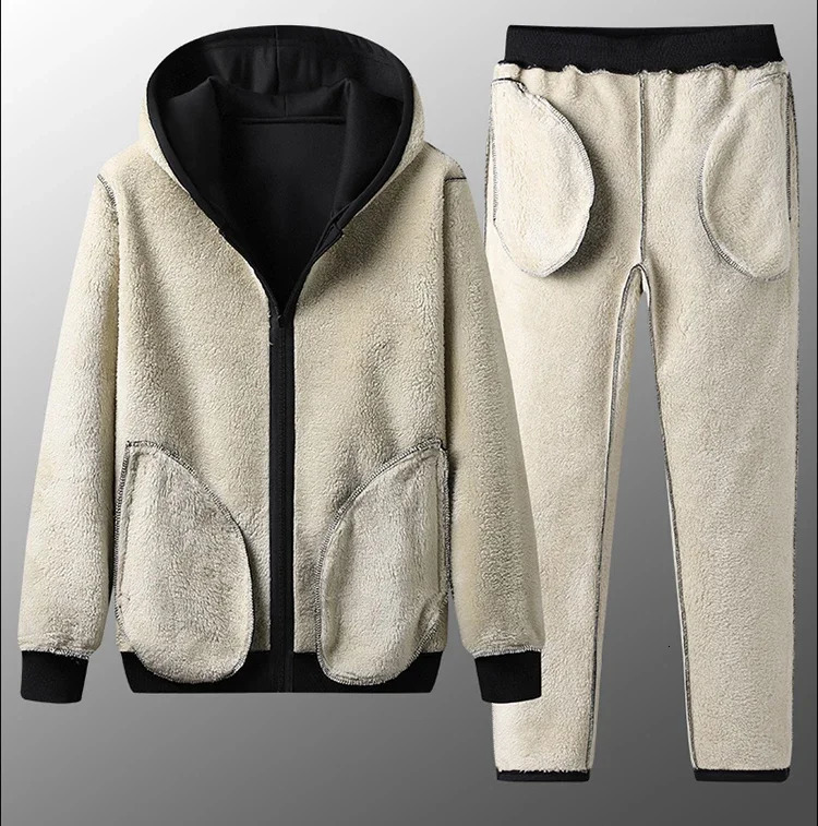 Winter Men Casual Tracksuit Fashion Warm Thick Jackets Coats Male Joggers Mens Clothing Set Two Pieces Sweatsuit 4XL 241017