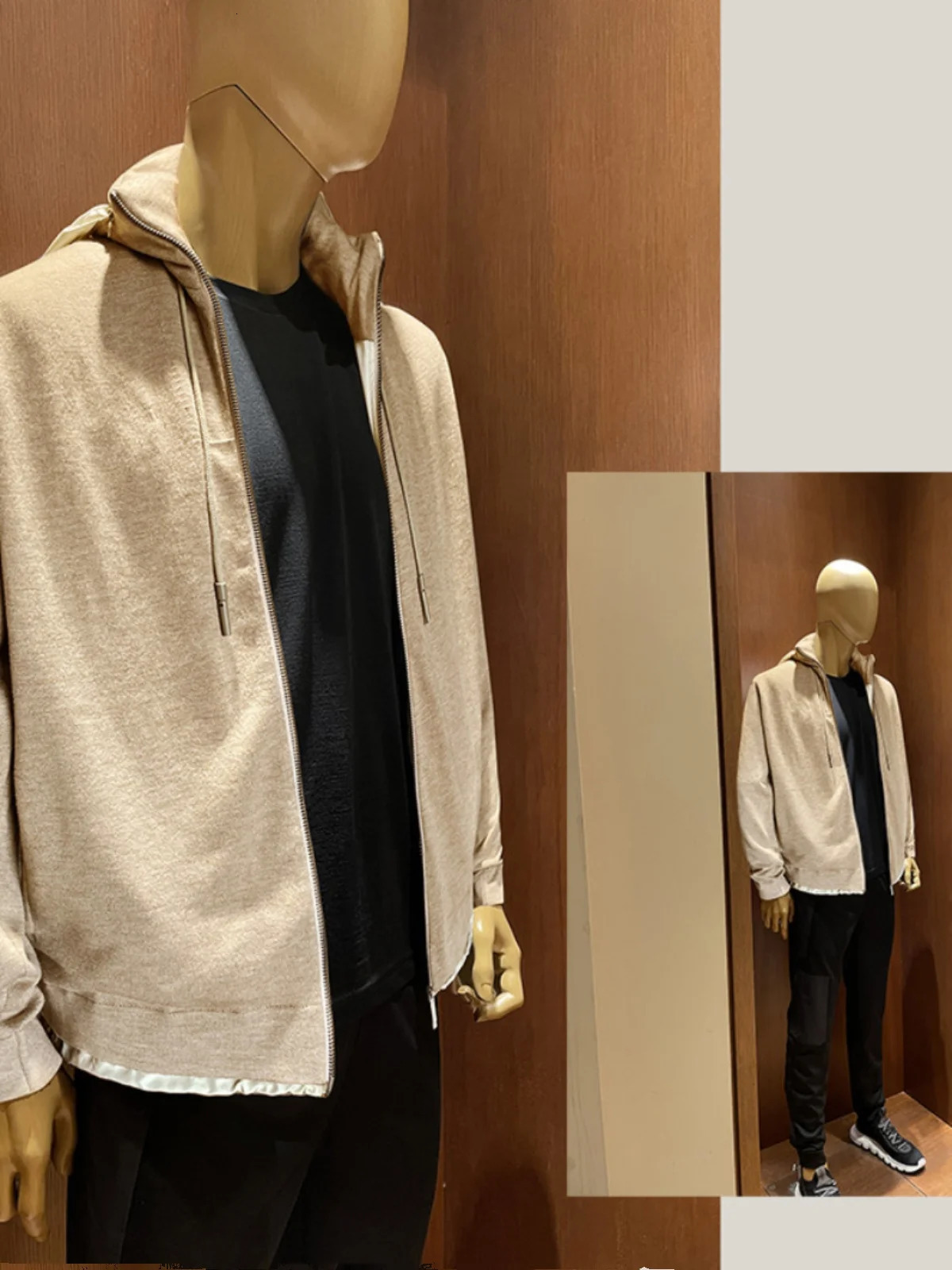Chinese Spring and Autumn mens wool blend y zipper cardigan jacket 241007