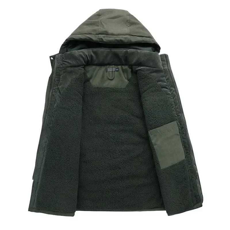 Winter mens thick warm jacket high-quality military windproof wool Parka mens wool hooded jacket mens clothing X241017