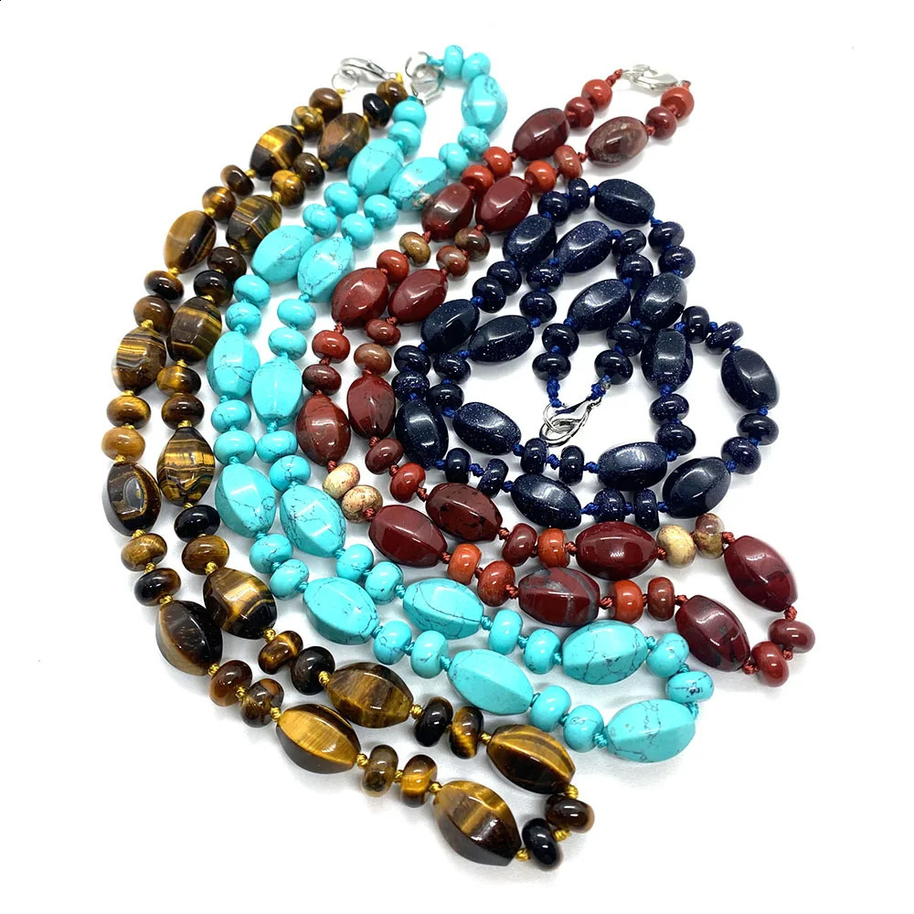 Exquisite natural stone oval agate bead necklace 10x14mm Abakas bead redstone green Aventurine womens jewelry accessories 241017