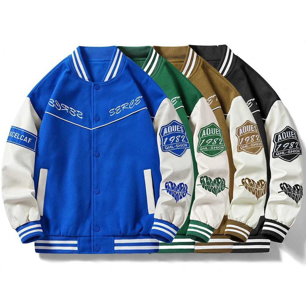 High Street Spring Autumn Baseball Jacket Mens Letter Reflecting Harajuku College Bomber Jacket Mens Super Large S-4XL Tank Top Mens M241017