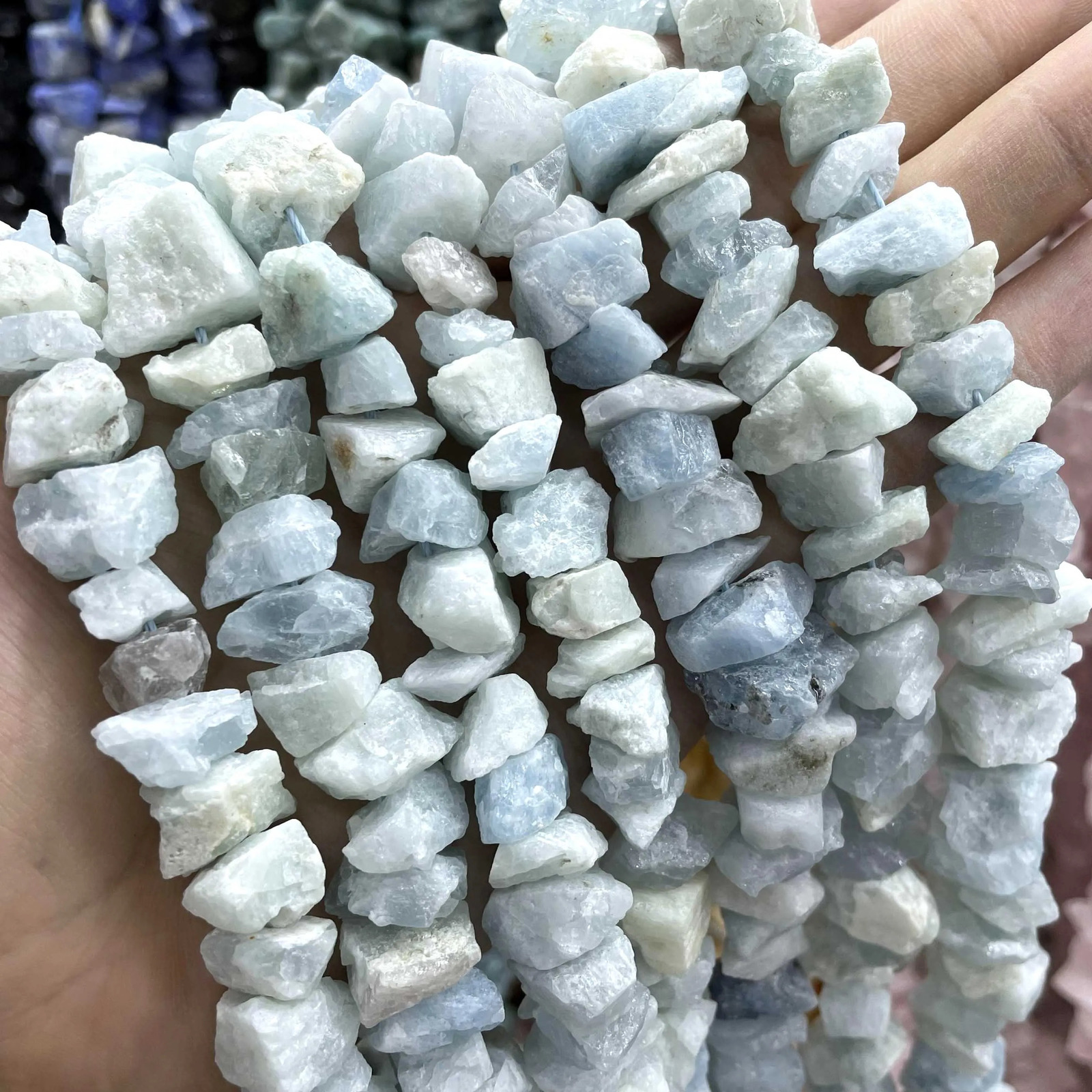 8-12mm natural irregular free-form blue sapphire pad beads mineral DIY bracelet necklace jewelry making earrings 7.5 241017