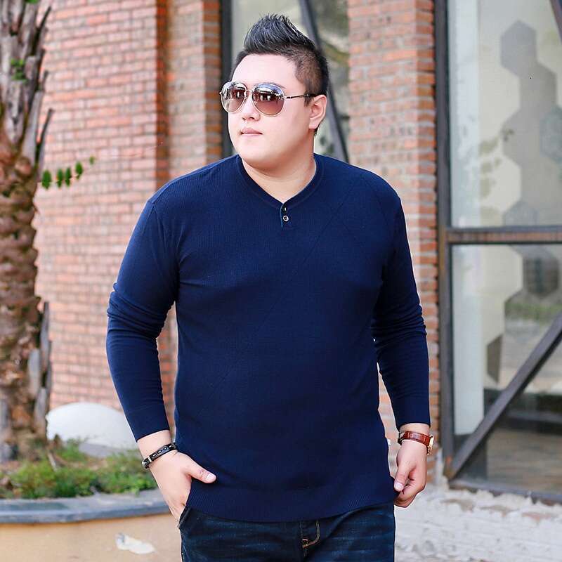 Big Man Wearing Male Solid Color V-Neck Plus Fat Sweater Thick 7Xl 8Xl Large Size