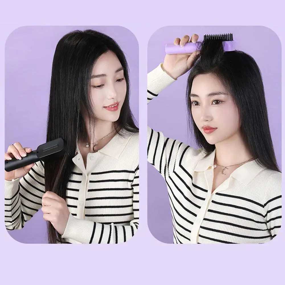 New High Quality Hair Straightener Hot Comb Multifunctional Straight Comb Brush Iron USB Rechargeable Fast Heating Electric ToolXJ241016