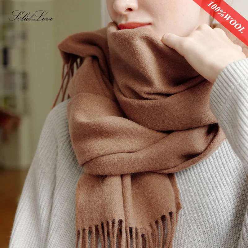 Solidlove Wool Winter Scarf Womens Adult 100% Fashion Cashmere Raincoat Bag 241009