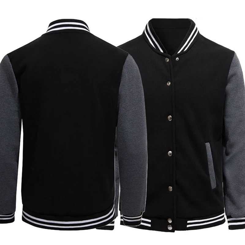 Black gray white solid color jacket loose oversized S-5XL mens clothing baseball uniform street jacket warm wool soft jacket M241017