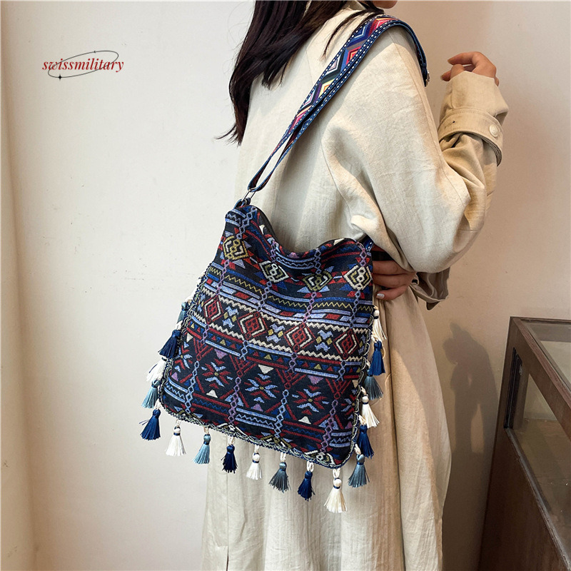 Ethnic women's 2024 new large capacity tote Bohemian style single shoulder cloth bag #15 swissmilitary