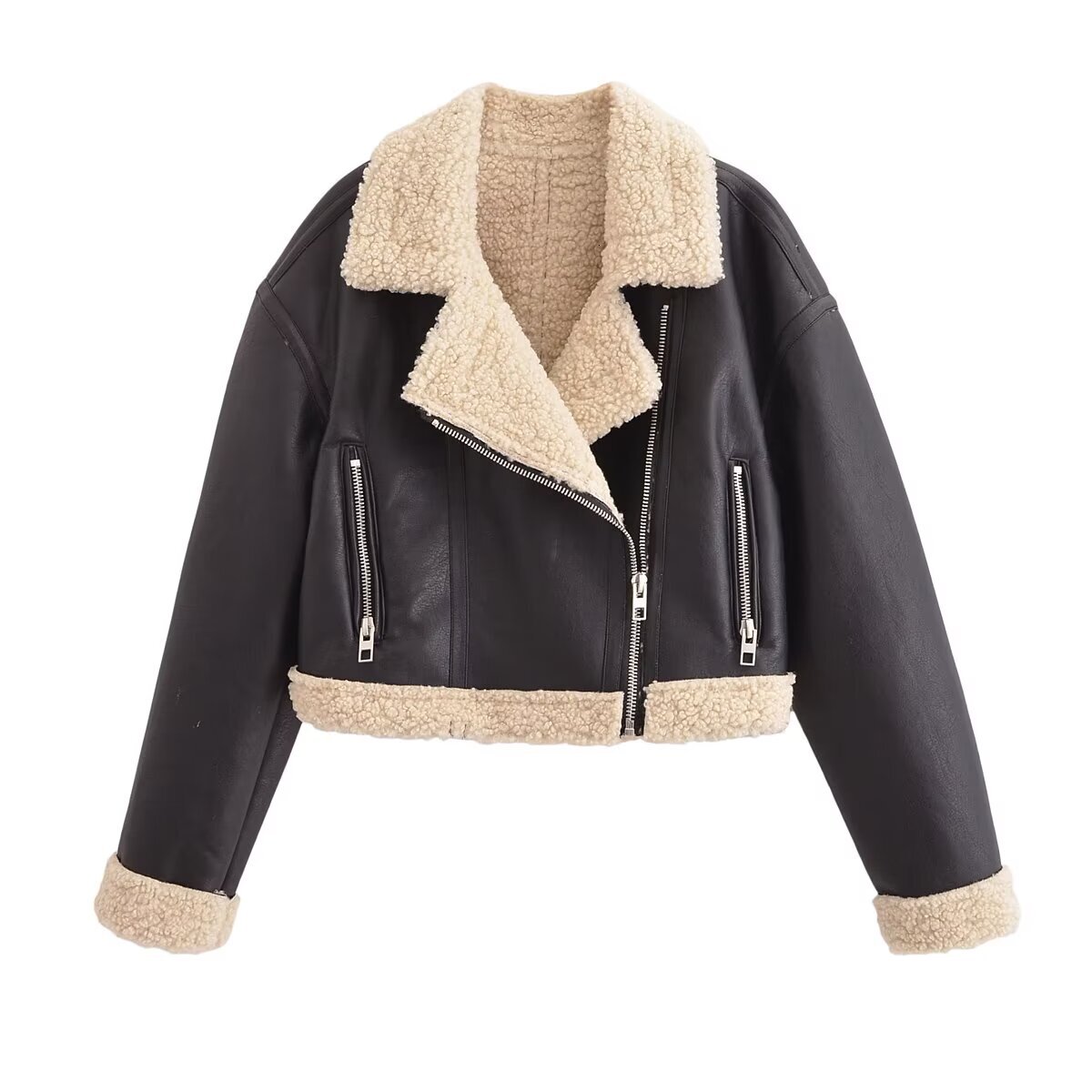 Women's Leather Jackets Coat Inszartrafaf Pu Outwear Winter Warm With Zipper Casual Streetwear Elegant Casaco De Couro Feminino