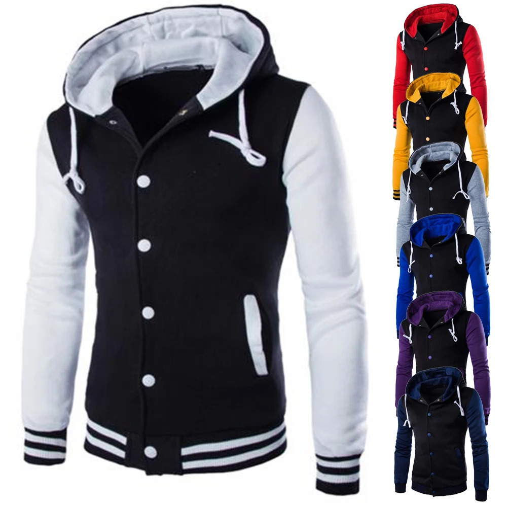 Spring Autumn Mens Hoodies Jacket Baseball Hoodies Coat Fashion Streetwear Slim College Varsity Stylish Veste Homme 241017